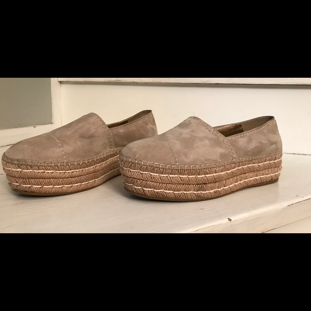Prada tan suede platform espadrilles Wedges